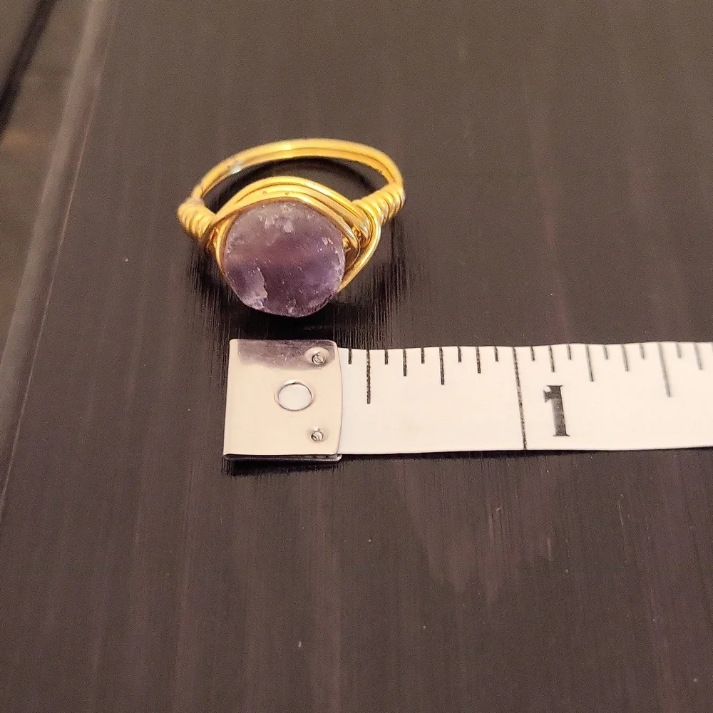 Raw Amethyst Gemstone Wire Wrap Ring